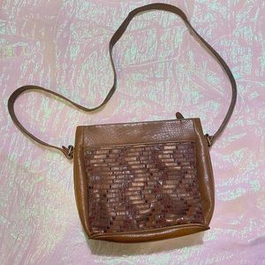 Chevron Patterned Pleather Satchel
